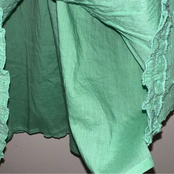Sadie and Sage Green Swiss Dot Sleeveless Tiered Boho Beachy Dainty Mini Dress - Picture 8 of 14
